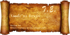 Tamási Ervin névjegykártya