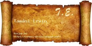 Tamási Ervin névjegykártya